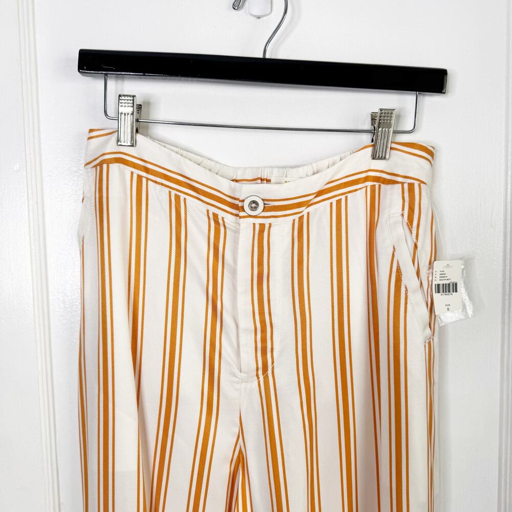 MAEVE Sunshine Wide Leg Satin Striped Pants Yellow White NEW Anthropologie 8 NWT - Picture 4 of 16